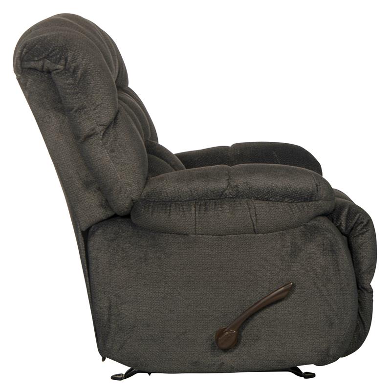 Bowery Hill Traditional Chaise Rocker Recliner in Gray Polyester Fabric