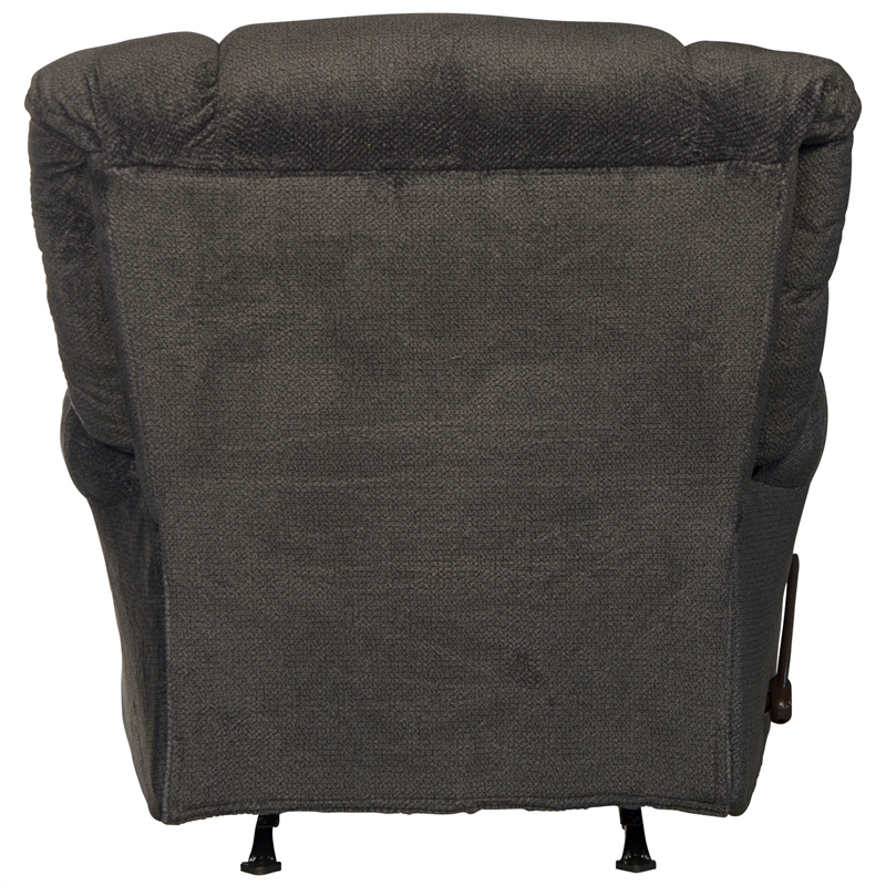 Bowery Hill Traditional Chaise Rocker Recliner in Gray Polyester Fabric