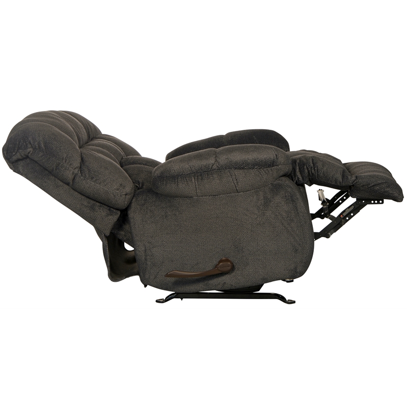Bowery Hill Traditional Chaise Rocker Recliner in Gray Polyester Fabric