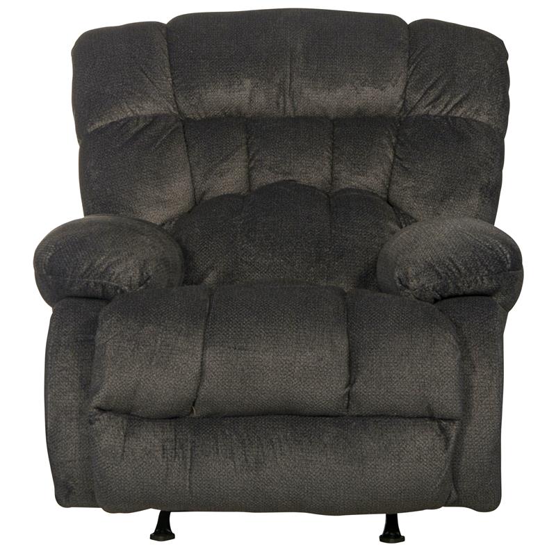 Bowery Hill Traditional Chaise Rocker Recliner in Gray Polyester Fabric
