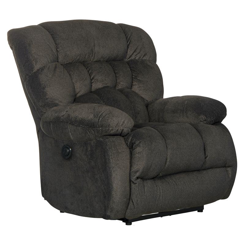 Bowery Hill Power Lay Flat Recliner in Gray Polyester Fabric