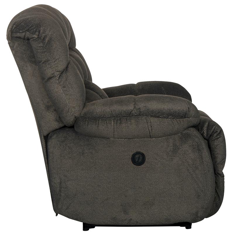 Bowery Hill Power Lay Flat Recliner in Gray Polyester Fabric