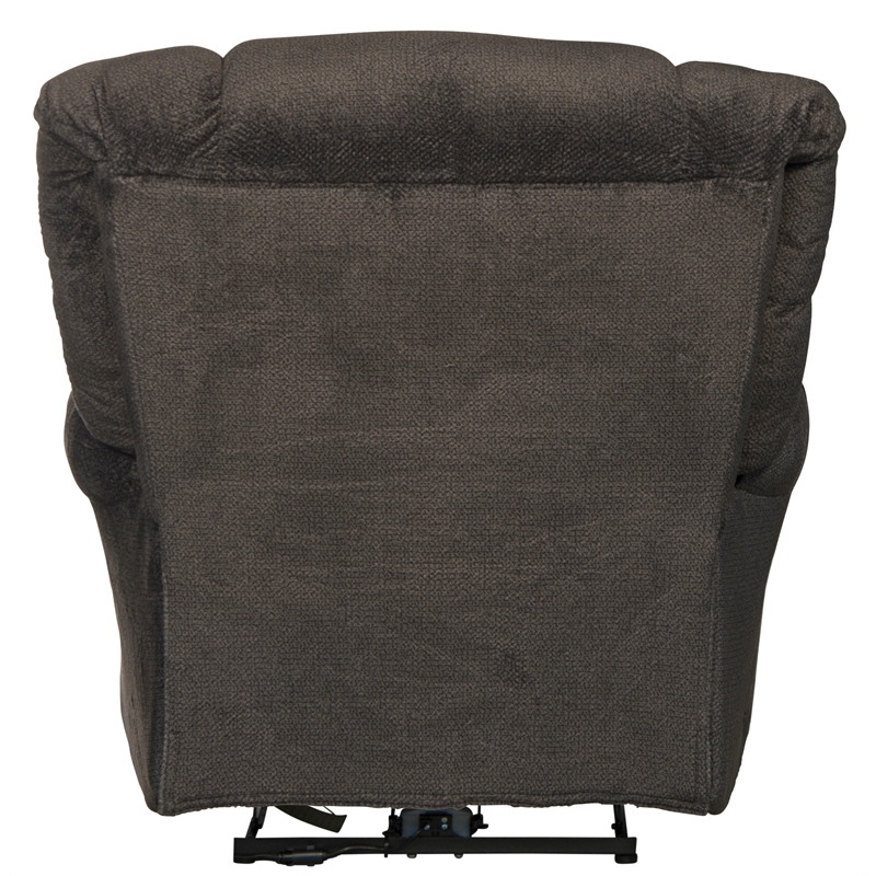 Bowery Hill Power Lay Flat Recliner in Gray Polyester Fabric