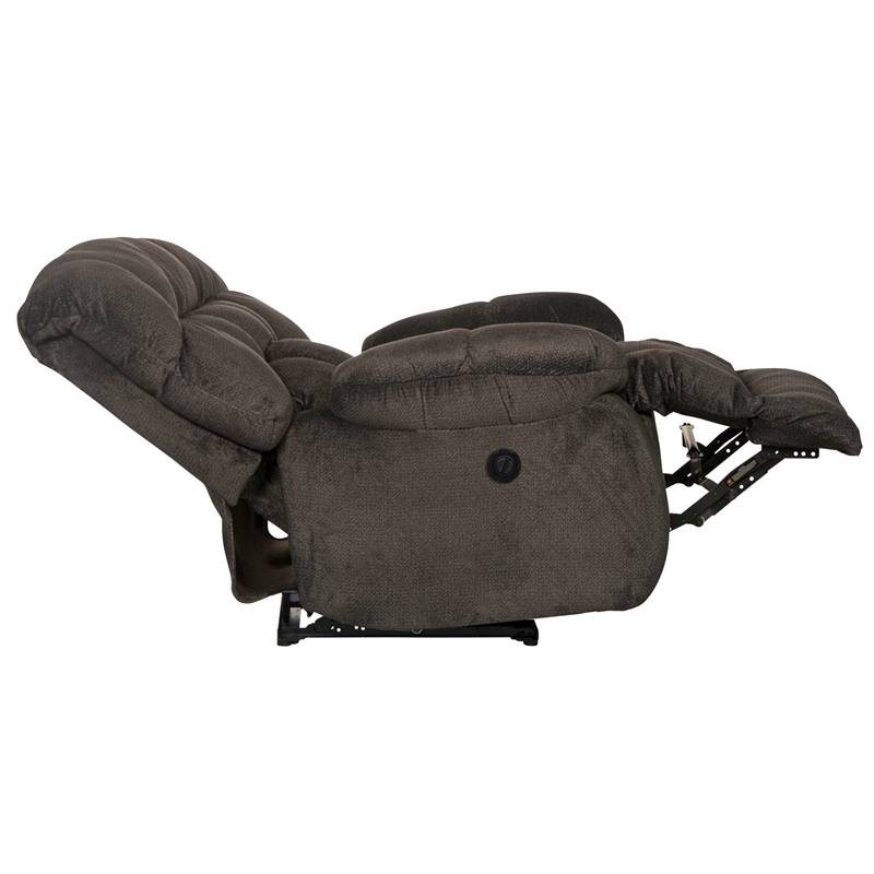 Bowery Hill Power Lay Flat Recliner in Gray Polyester Fabric