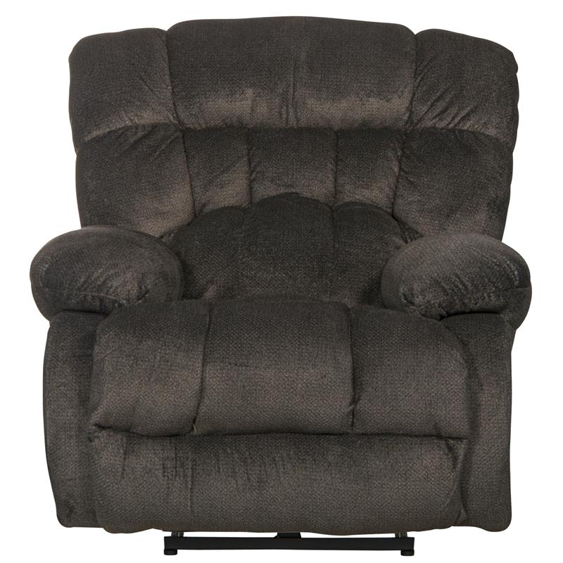 Bowery Hill Power Lay Flat Recliner in Gray Polyester Fabric