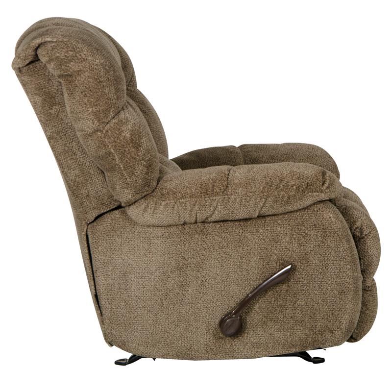 Bowery Hill Chaise Rocker Recliner in Chateau Brown Polyester Fabric
