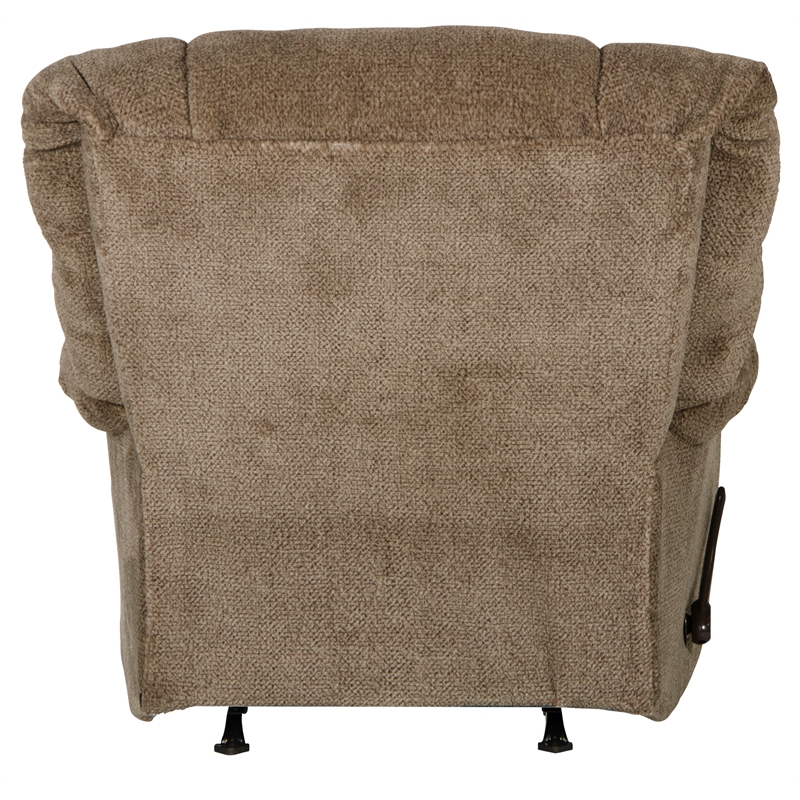 Bowery Hill Chaise Rocker Recliner in Chateau Brown Polyester Fabric