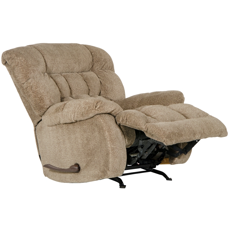 Bowery Hill Chaise Rocker Recliner in Chateau Brown Polyester Fabric