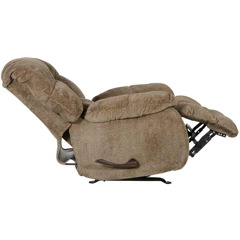 Bowery Hill Chaise Rocker Recliner in Chateau Brown Polyester Fabric