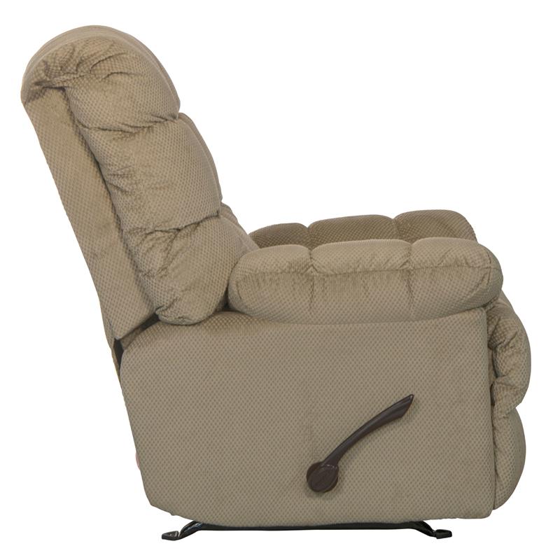 Bowery Hill Chaise Rocker Recliner with Heat & Massage in Beige Polyester Fabric