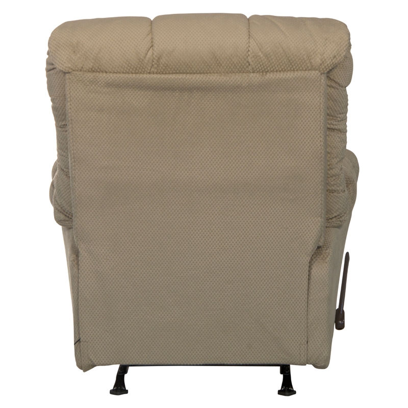 Bowery Hill Chaise Rocker Recliner with Heat & Massage in Beige Polyester Fabric