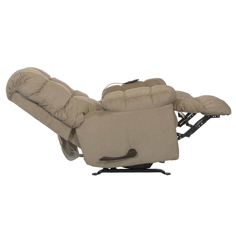Bowery Hill Chaise Rocker Recliner with Heat & Massage in Beige Polyester Fabric