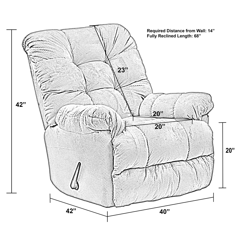 Bowery Hill Chaise Rocker Recliner with Heat & Massage in Beige Polyester Fabric