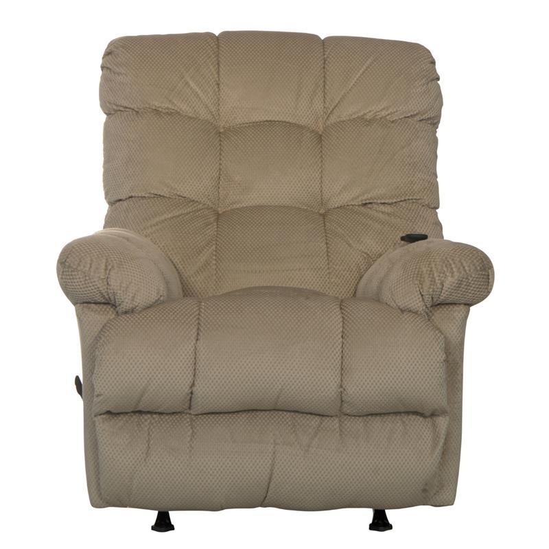 Bowery Hill Chaise Rocker Recliner with Heat & Massage in Beige Polyester Fabric