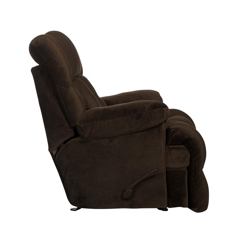 Bowery Hill Chaise Rocker Recliner in Chocolate Brown Polyester Fabric
