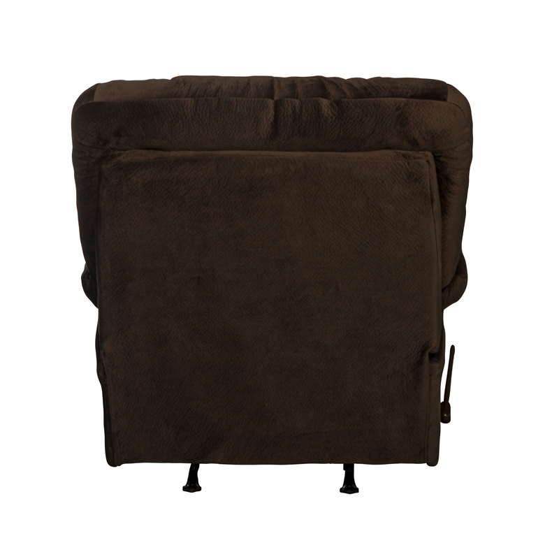 Bowery Hill Chaise Rocker Recliner in Chocolate Brown Polyester Fabric