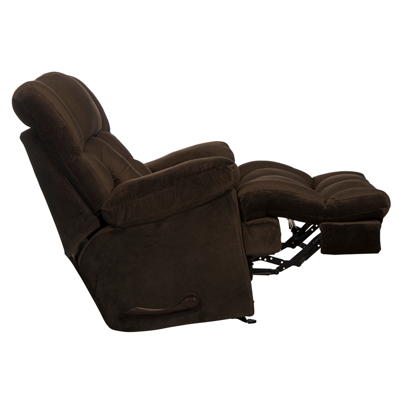 Bowery Hill Chaise Rocker Recliner in Chocolate Brown Polyester Fabric