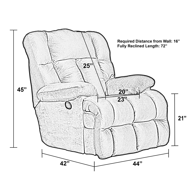 Bowery Hill Chaise Rocker Recliner in Chocolate Brown Polyester Fabric