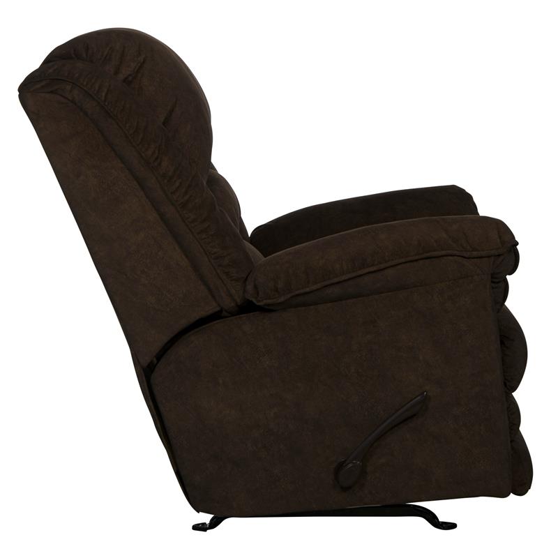 Bowery Hill Chaise Rocker Recliner in Chocolate Brown Polyester Fabric