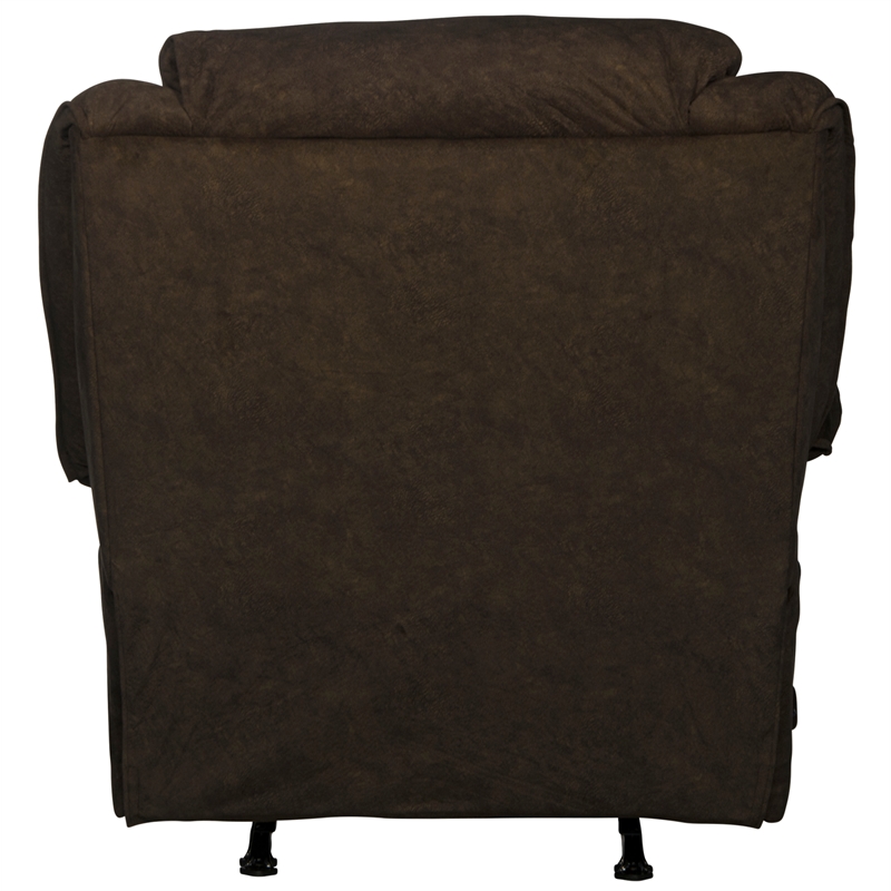 Bowery Hill Chaise Rocker Recliner in Chocolate Brown Polyester Fabric
