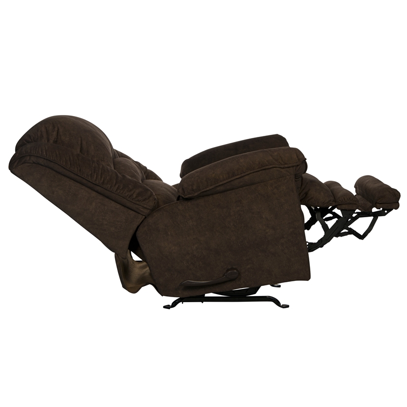Bowery Hill Chaise Rocker Recliner in Chocolate Brown Polyester Fabric
