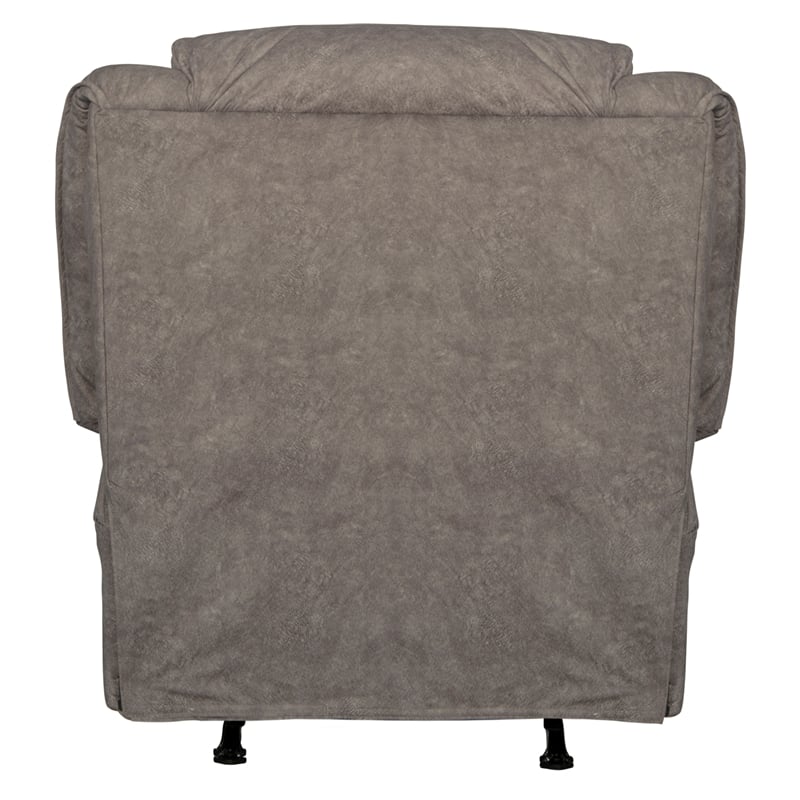 Bowery Hill Traditional Chaise Rocker Recliner in Gray Polyester Fabric
