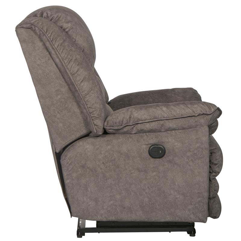 Bowery Hill Gray Polyester Fabric Power Lay Flat Recliner With USB Charging Port