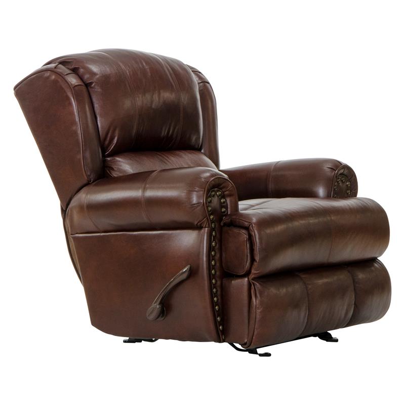 Bowery Hill Deluxe Glider Recliner in Walnut Brown Top Grain Italian Leather