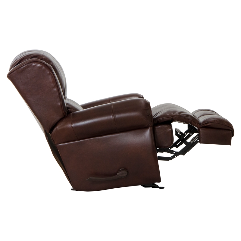 Bowery Hill Deluxe Glider Recliner in Walnut Brown Top Grain Italian Leather