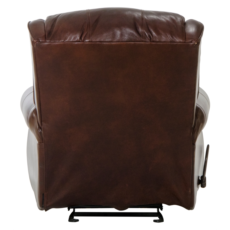 Bowery Hill Deluxe Glider Recliner in Walnut Brown Top Grain Italian Leather