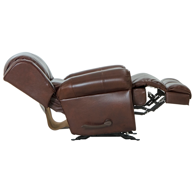 Bowery Hill Deluxe Glider Recliner in Walnut Brown Top Grain Italian Leather