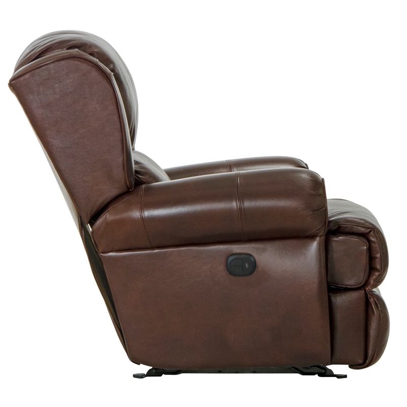 Bowery Hill Power Deluxe Lay Flat Recliner in Brown Itallian Leather