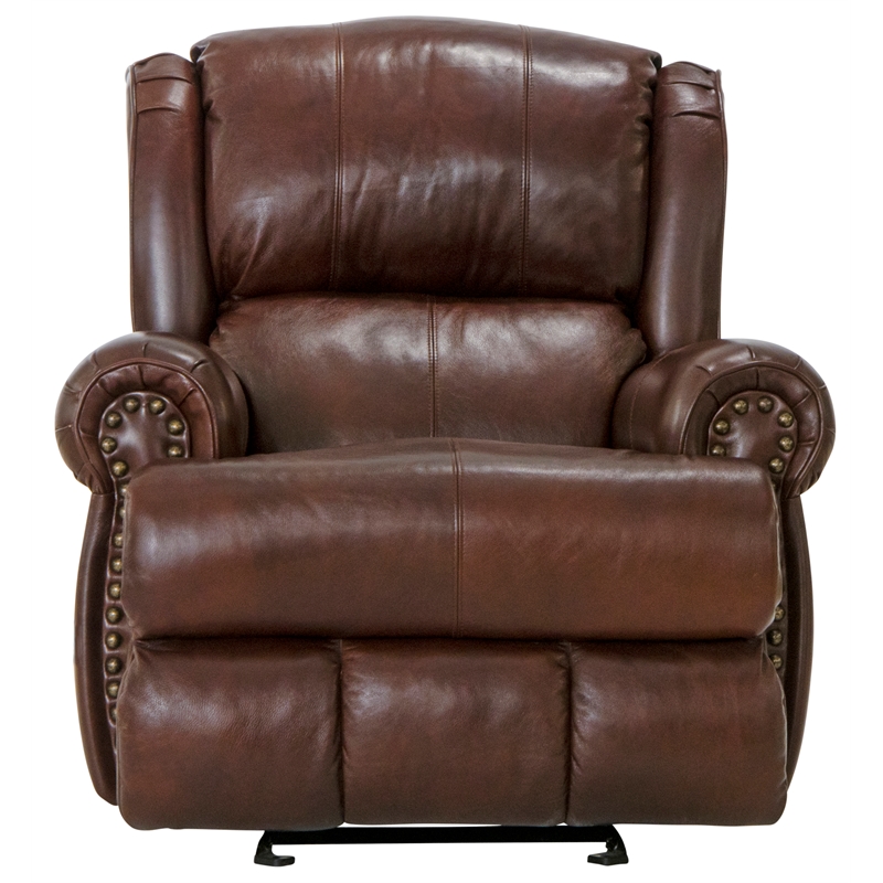 Bowery Hill Power Deluxe Lay Flat Recliner in Brown Itallian Leather
