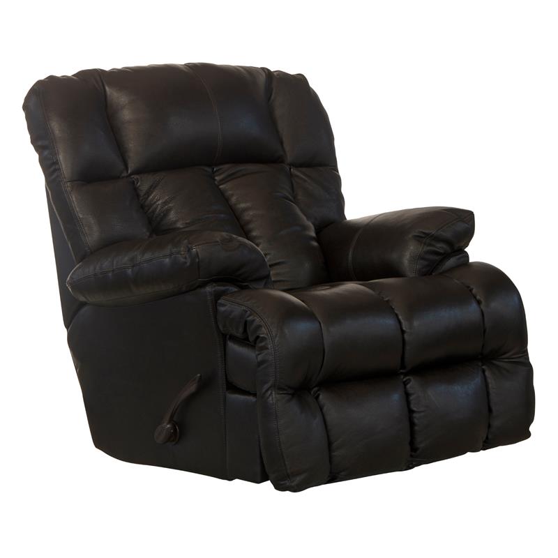 Bowery Hill Chaise Rocker Recliner in Brown Top Grain Italian Leather