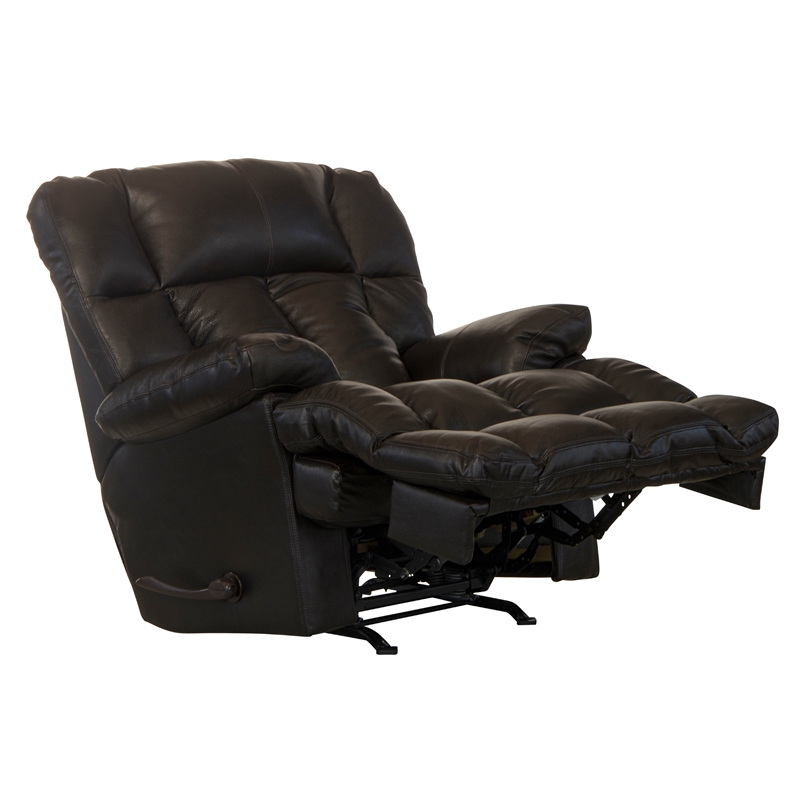 Bowery Hill Chaise Rocker Recliner in Brown Top Grain Italian Leather