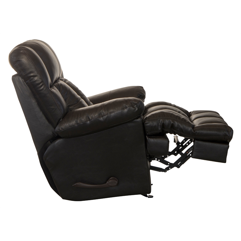 Bowery Hill Chaise Rocker Recliner in Brown Top Grain Italian Leather
