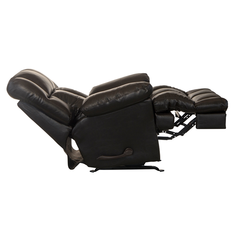 Bowery Hill Chaise Rocker Recliner in Brown Top Grain Italian Leather