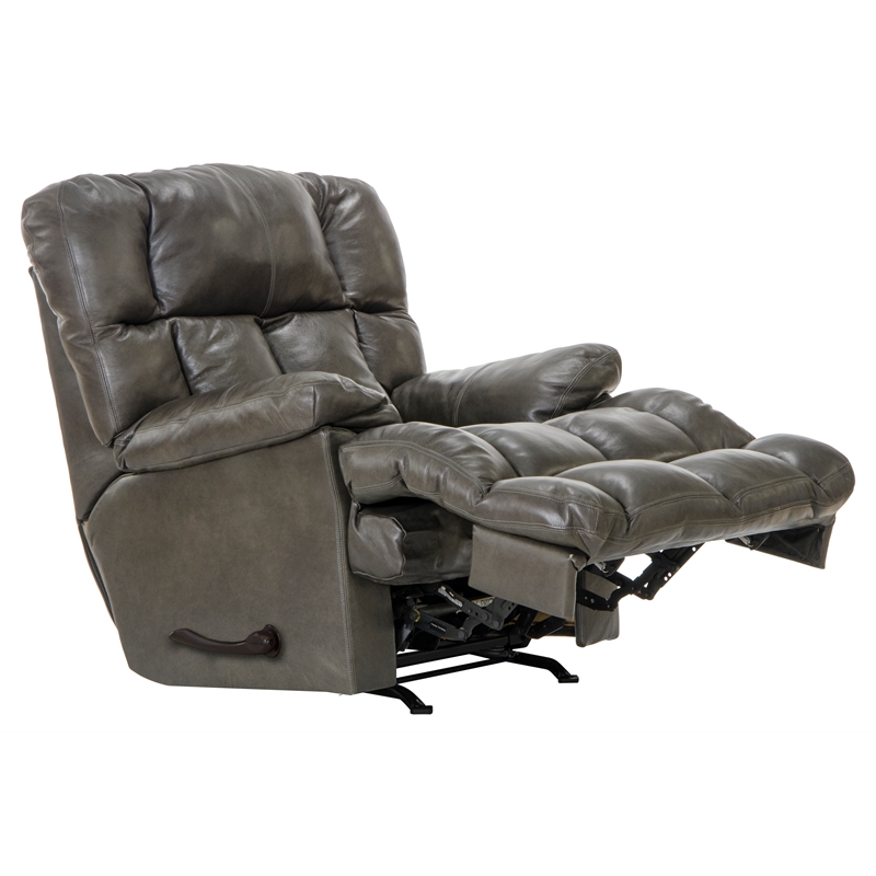 Bowery Hill Chaise Rocker Recliner in Gray Top Grain Italian Leather