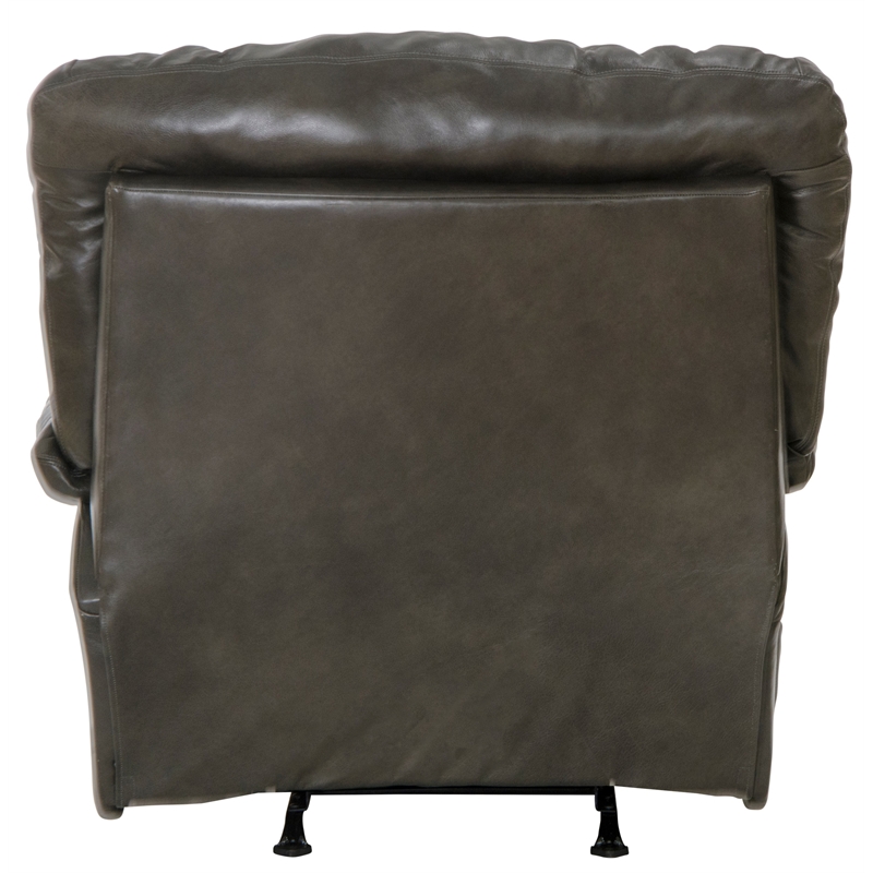 Bowery Hill Chaise Rocker Recliner in Gray Top Grain Italian Leather