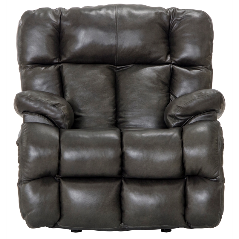 Bowery Hill Chaise Rocker Recliner in Gray Top Grain Italian Leather