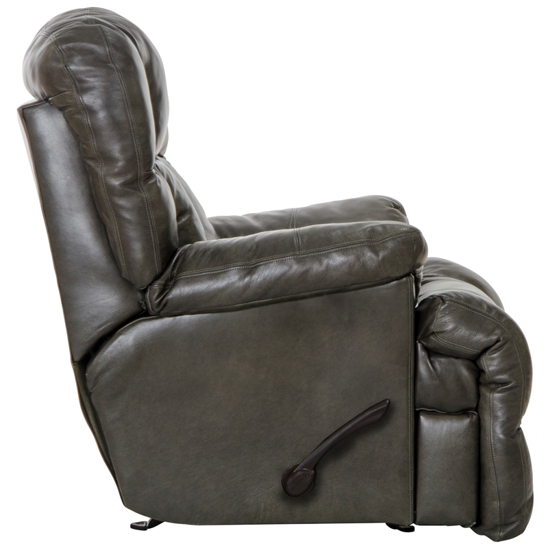 Bowery Hill Chaise Rocker Recliner in Gray Top Grain Italian Leather