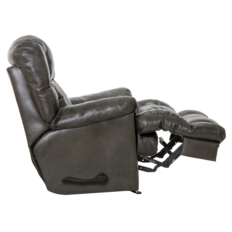 Bowery Hill Chaise Rocker Recliner in Gray Top Grain Italian Leather