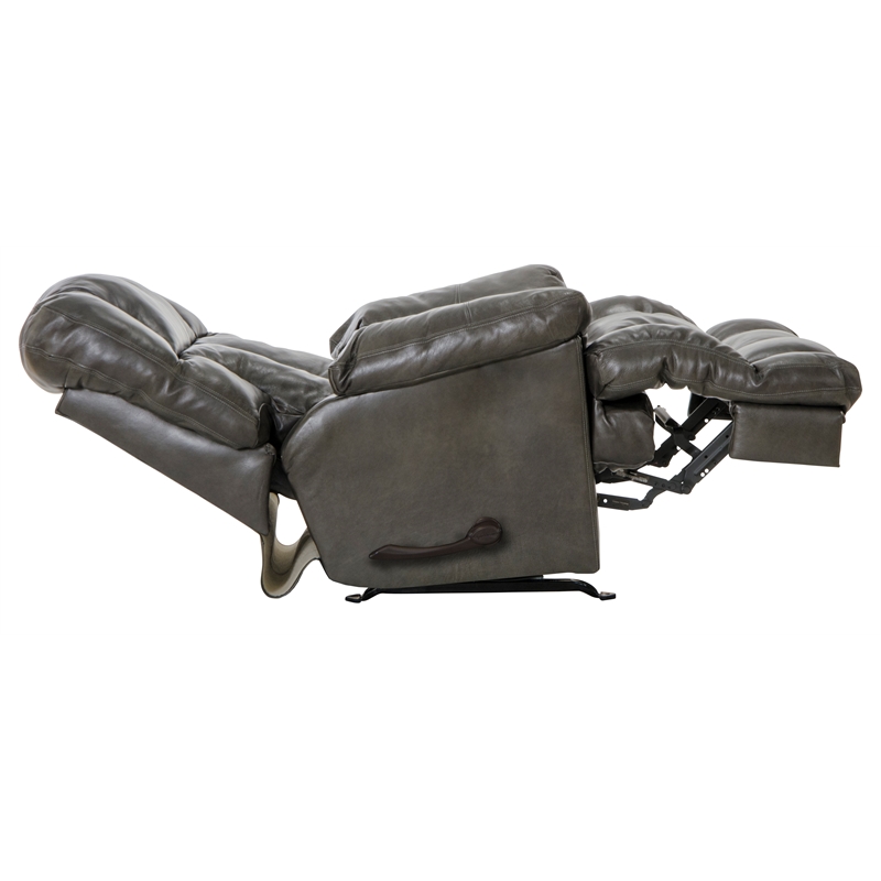Bowery Hill Chaise Rocker Recliner in Gray Top Grain Italian Leather
