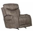 Bowery Hill Power Rocker Recliner with Heat & Massage in Gray Polyester Fabric