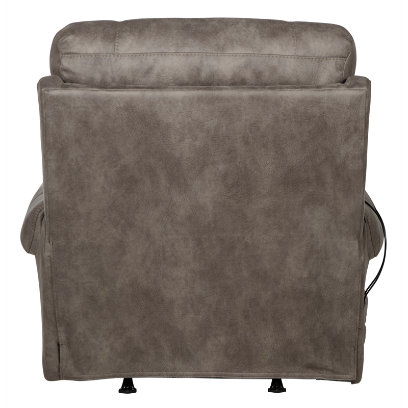 Bowery Hill Power Rocker Recliner with Heat & Massage in Gray Polyester Fabric