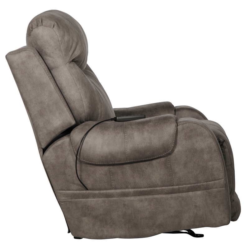 Bowery Hill Power Rocker Recliner with Heat & Massage in Gray Polyester Fabric
