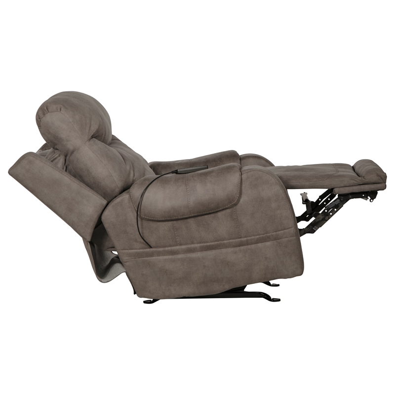 Bowery Hill Power Rocker Recliner with Heat & Massage in Gray Polyester Fabric