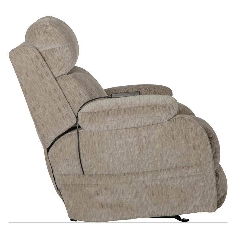 Bowery Hill Power Rocker Recliner with Heat & Massage in Beige Polyester Fabric
