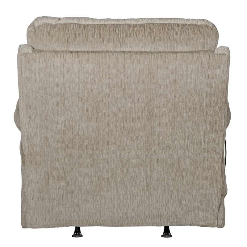 Bowery Hill Power Rocker Recliner with Heat & Massage in Beige Polyester Fabric