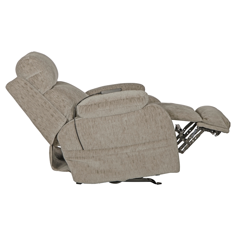 Bowery Hill Power Rocker Recliner with Heat & Massage in Beige Polyester Fabric